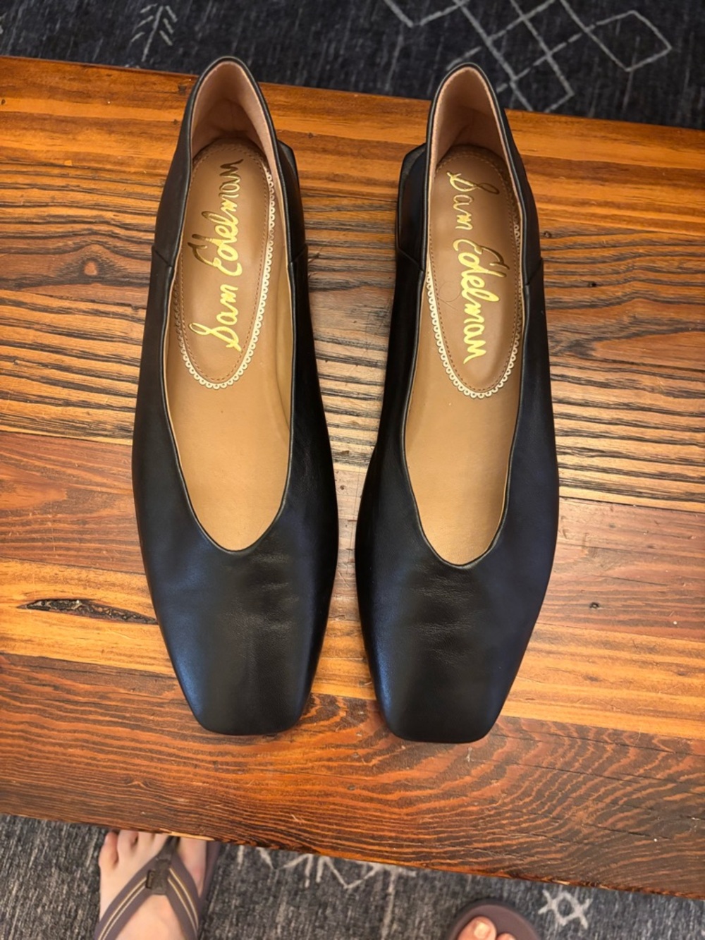 Sam Edelman Kasey Black Leather Square-Toe Flat - Picture 7 of 8